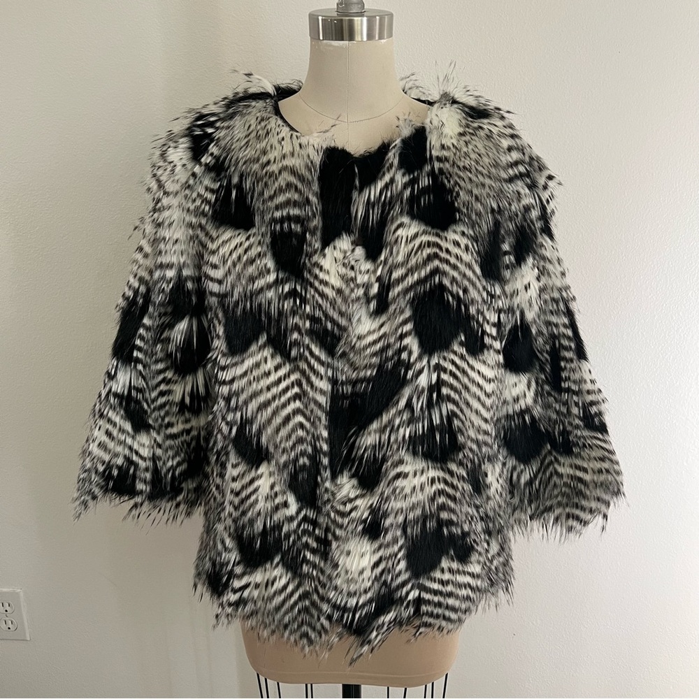 Revolve BSABLE Faux Fur Jacket XS Chelsea Black Feather